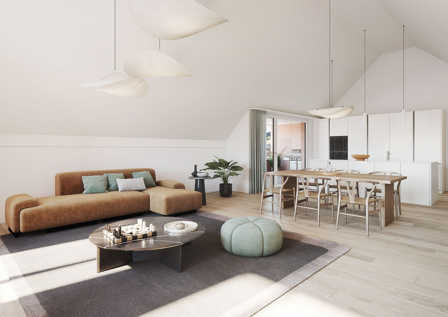 Merlischachen, 2.5-Zimmer-Attikawohnung, 3A-3.1, Stil-Variante Bürgenstock